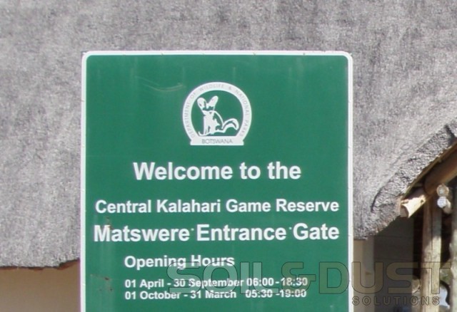 kalahari game reserve sign